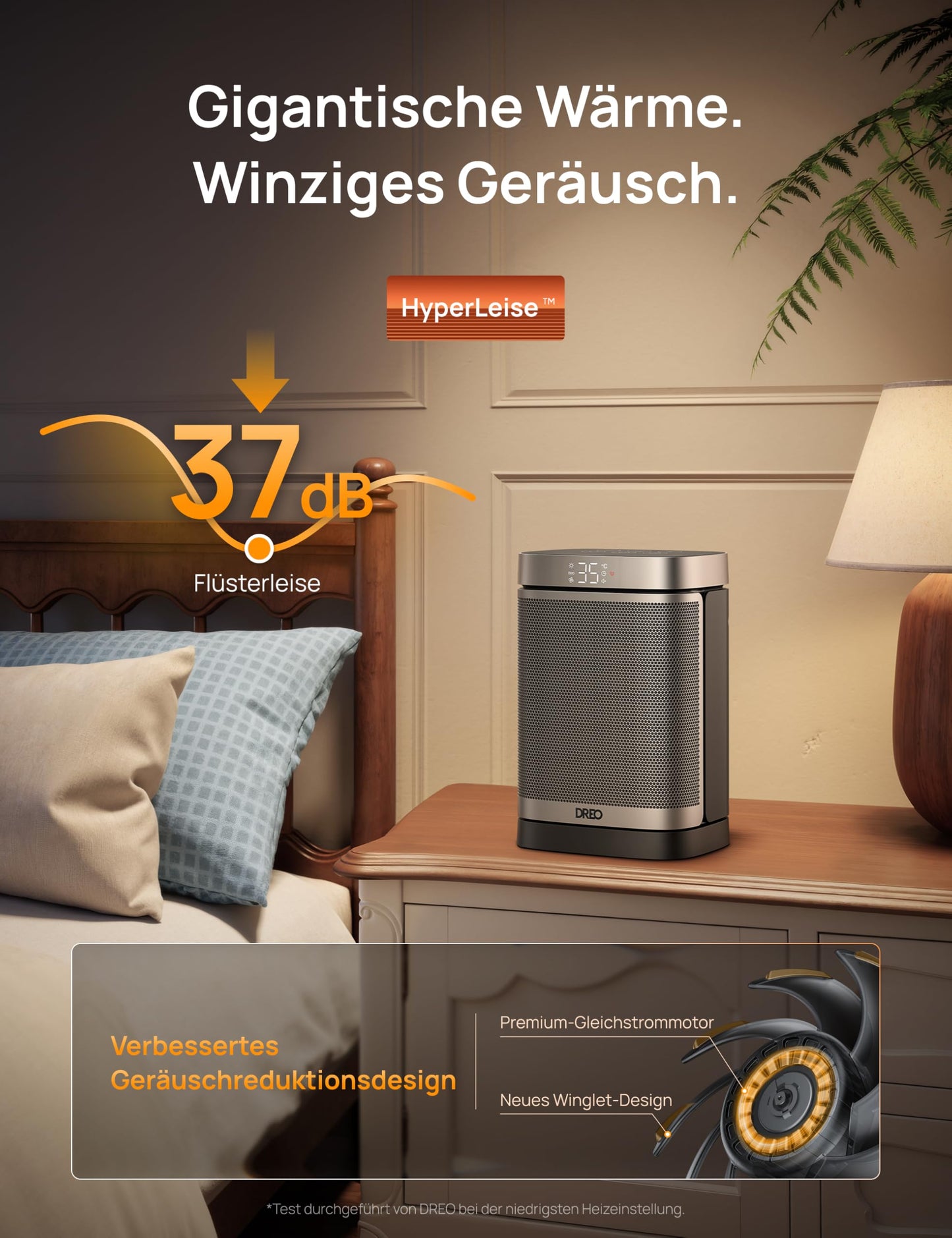Dreo Heizlüfter Klein – 70° Oszillierend